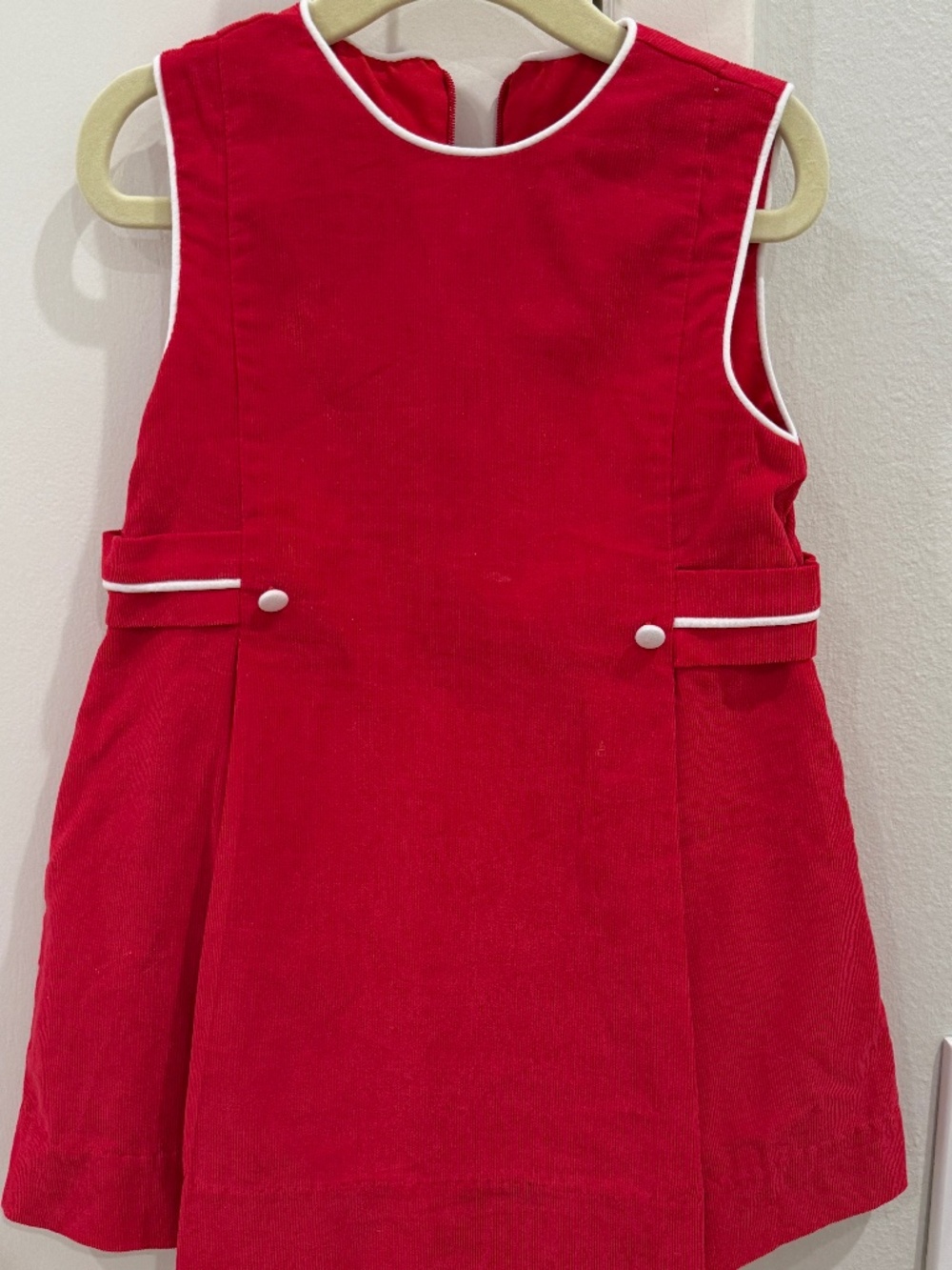 Bella Bliss Girls Red Micro Corduroy Sleeveless Dress 3T